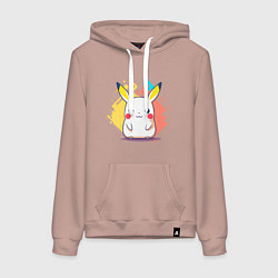 Толстовка-худи хлопковая женская Белый Пикачу, цвет: пыльно-розовый