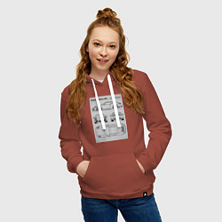 Толстовка-худи хлопковая женская Porsche 911 гоночный автомобиль, цвет: кирпичный — фото 2