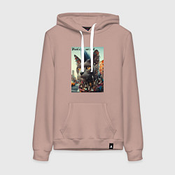Женская толстовка-худи Уличный кот панк музыкант - нейросеть