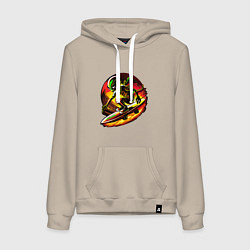 Толстовка-худи хлопковая женская Космический скейтер, цвет: миндальный