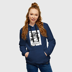 Толстовка-худи хлопковая женская Porsche автомобиль, цвет: тёмно-синий — фото 2
