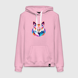 Женская толстовка-худи Яркий разноцветный портрет лисы