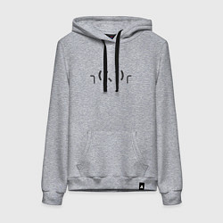 Толстовка-худи хлопковая женская Каомодзи пожимаю плечами, цвет: меланж