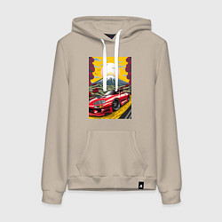 Толстовка-худи хлопковая женская Toyota Supra jdm автомобиль, цвет: миндальный