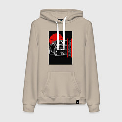 Толстовка-худи хлопковая женская Toyota Supra авто, цвет: миндальный