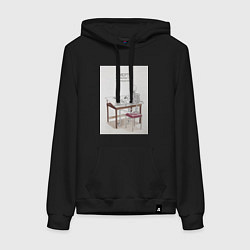 Толстовка-худи хлопковая женская Дизайнер скелет, цвет: черный