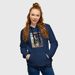 Толстовка-худи хлопковая женская Металлург, цвет: тёмно-синий — фото 2