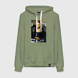 Толстовка-худи хлопковая женская Мона Лиза диджей, цвет: авокадо