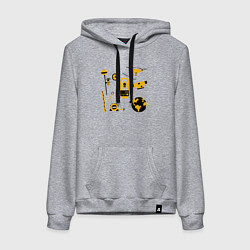 Толстовка-худи хлопковая женская Геодезист атрибуты, цвет: меланж