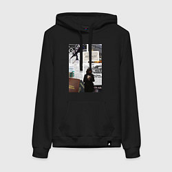 Толстовка-худи хлопковая женская Журналист эстетика, цвет: черный