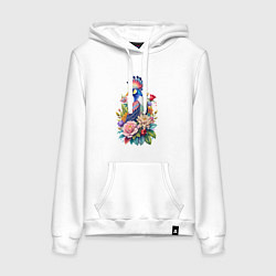 Женская толстовка-худи Шлемоносный турако среди цветов