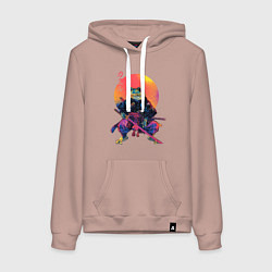 Толстовка-худи хлопковая женская Лягушка - закат, цвет: пыльно-розовый