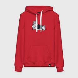 Толстовка-худи хлопковая женская Волк бабушка из сказки Красная шапочка, цвет: красный