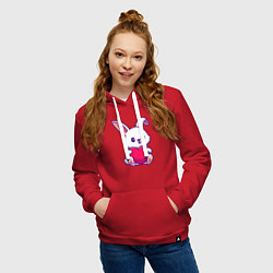 Толстовка-худи хлопковая женская Heart rabbit, цвет: красный — фото 2