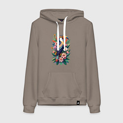 Женская толстовка-худи Милый тукан среди цветов