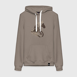 Толстовка-худи хлопковая женская Мотокросс и лошади, цвет: утренний латте