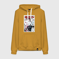 Толстовка-худи хлопковая женская Человек-бензопила Makima Макима, цвет: горчичный
