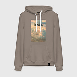 Толстовка-худи хлопковая женская Oksana облака, цвет: утренний латте