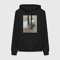Толстовка-худи хлопковая женская Abstract graphic charcoal, цвет: черный