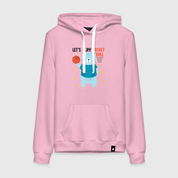Толстовка-худи хлопковая женская Давай сыграем в баскет, цвет: светло-розовый