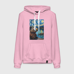 Толстовка-худи хлопковая женская Бобр курва польский, цвет: светло-розовый