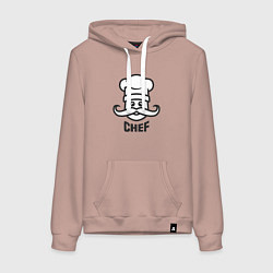 Толстовка-худи хлопковая женская Chef, цвет: пыльно-розовый