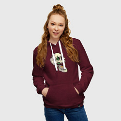 Толстовка-худи хлопковая женская Кемпинг в черепе, цвет: меланж-бордовый — фото 2