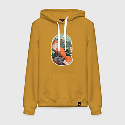 Женская толстовка-худи Лиса и горы