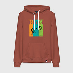 Толстовка-худи хлопковая женская BMX велосипед, цвет: кирпичный