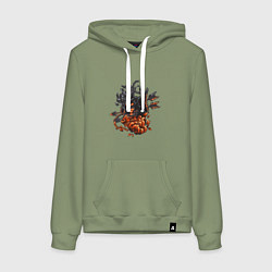 Женская толстовка-худи Волк с цветком