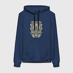 Толстовка-худи хлопковая женская Медведь винтаж, цвет: тёмно-синий