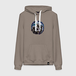 Толстовка-худи хлопковая женская Еноты с пивом под луной, цвет: утренний латте