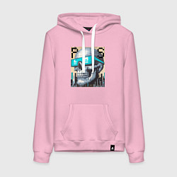 Женская толстовка-худи Pixel skull - ai art fantasy