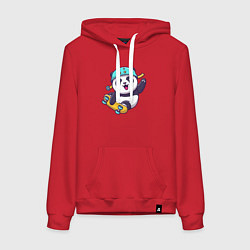 Толстовка-худи хлопковая женская Skater panda, цвет: красный