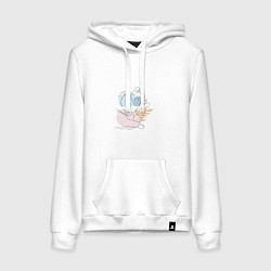 Толстовка-худи хлопковая женская Арт ножки малыша в ладони, цвет: белый