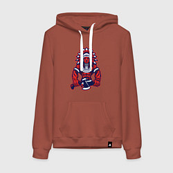 Толстовка-худи хлопковая женская Индеец с топором, цвет: кирпичный