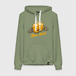 Толстовка-худи хлопковая женская Halloween - Trick or beer, цвет: авокадо