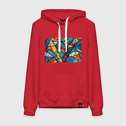 Толстовка-худи хлопковая женская Цветное стекло витраж, цвет: красный