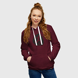 Толстовка-худи хлопковая женская Football play, цвет: меланж-бордовый — фото 2