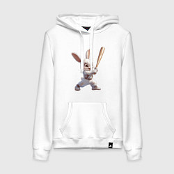 Толстовка-худи хлопковая женская Зайчик чемпион, цвет: белый