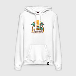 Толстовка-худи хлопковая женская Остров хиппи, цвет: белый