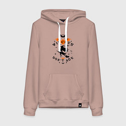 Толстовка-худи хлопковая женская Ведьмы не стареют - Хэллоуин, цвет: пыльно-розовый