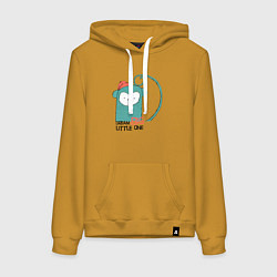 Толстовка-худи хлопковая женская Мечтай по-крупному малыш, цвет: горчичный
