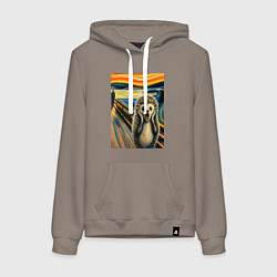 Женская толстовка-худи Ёжик кричит на картине Эдварда Мунка - мем искусст