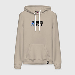 Толстовка-худи хлопковая женская Астро бот весёлый робот, цвет: миндальный