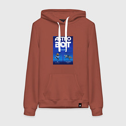 Толстовка-худи хлопковая женская Astro bot play robot, цвет: кирпичный