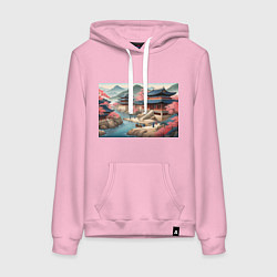 Толстовка-худи хлопковая женская Корея эпоха чосон, цвет: светло-розовый
