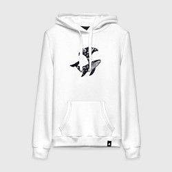 Толстовка-худи хлопковая женская Космический фонтан, цвет: белый