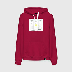 Толстовка-худи хлопковая женская Big bang подписи участников, цвет: маджента