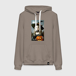 Женская толстовка-худи Ведьма держит тыкву - хэллоуин